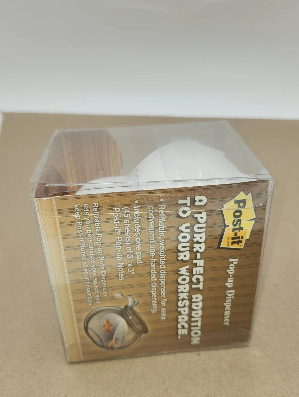Vintage Weighted Plastic White Kitty Cat Post It Note Holder NEW desk
